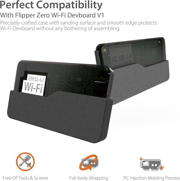 HCJYC 5 in 1 Protective Case Set for Flipper Zero & for Flipper Zero Wi-Fi Dev Board V1 ESP32-S2, Accessories for Flipper Zero & WiFi Dev Board - Black with Carrying Case (Black Set) - Image 3